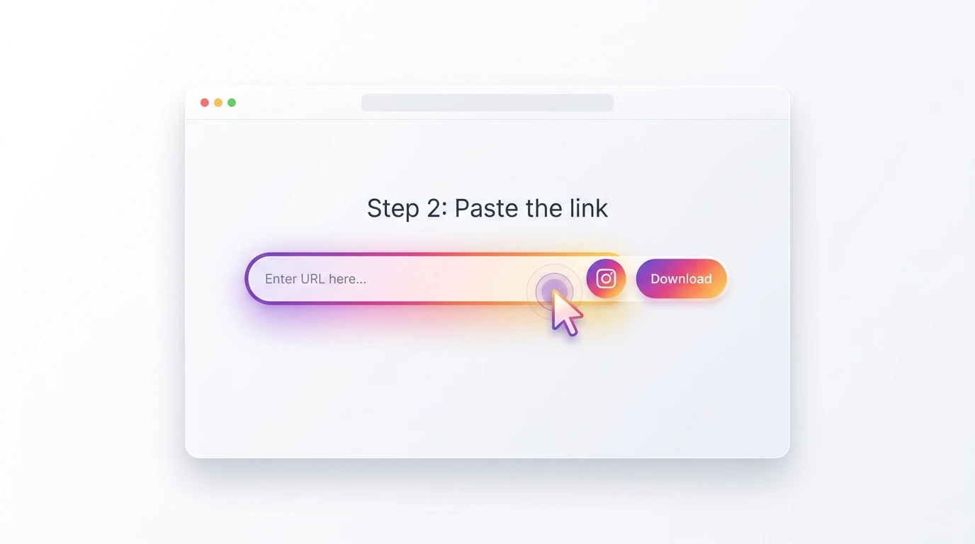 Pasting an Instagram Reel link into a downloader input box